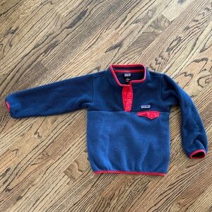 Patagonia Navy Fleece with Vibrant Red Accents